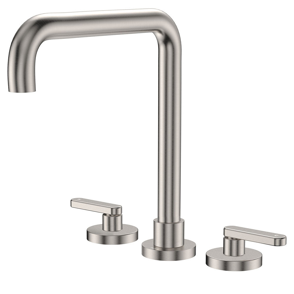Fienza Kaya Lever Taps Squareline Hob Set, Brushed Nickel