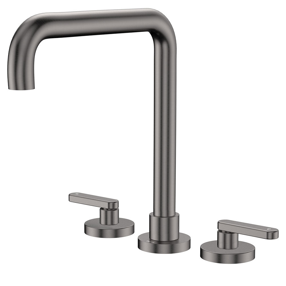 Fienza Kaya Lever Taps Squareline Hob Set, Gun Metal
