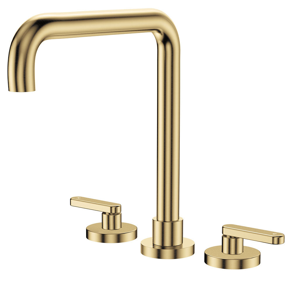 Fienza Kaya Lever Taps Squareline Hob Set, Urban Brass