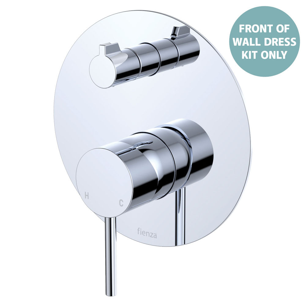 Fienza Kaya Wall Diverter Mixer Dress Kit Set Large Round Plate, Chrome