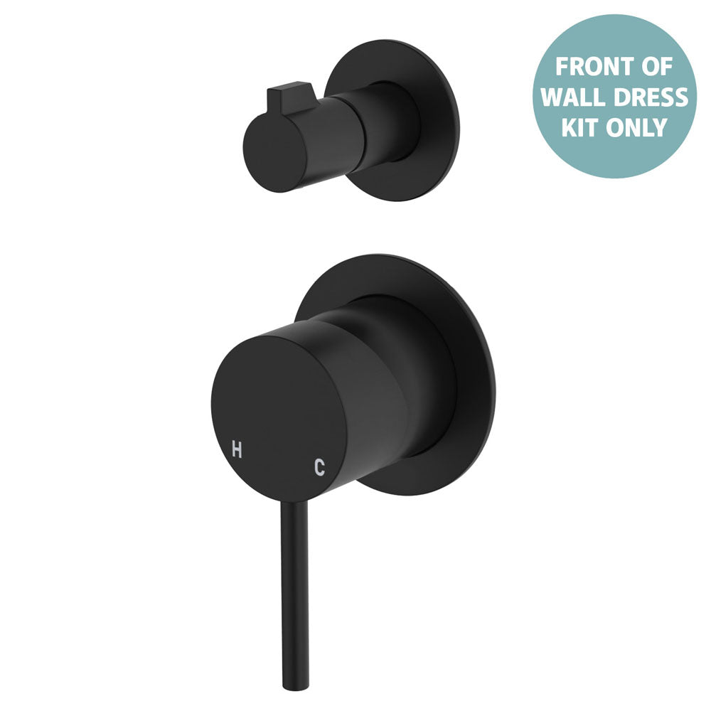 Fienza Kaya Wall Diverter Mixer Small Round Plates, Matte Black