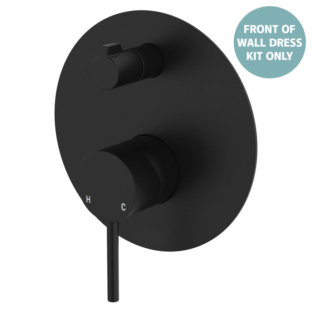 Fienza Kaya Wall Diverter Mixer Dress Kit Set Large Round Plate, Matte Black