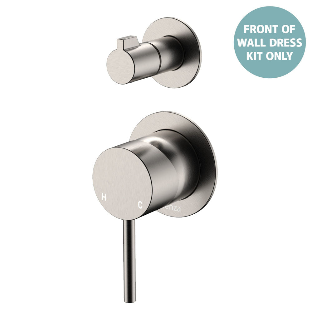 Fienza Kaya Wall Diverter Mixer Small Round Plates, Brushed Nickel