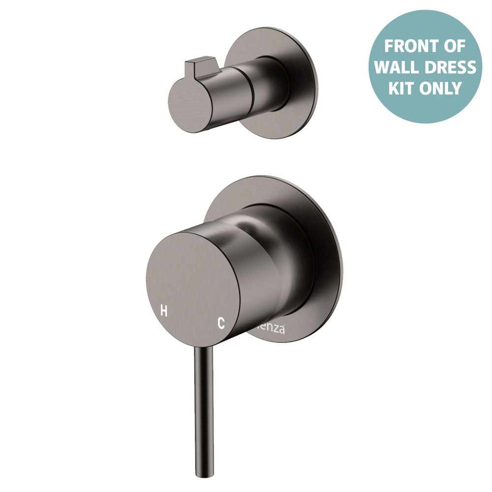 Fienza Kaya Wall Diverter Mixer Small Round Plates, Gun Metal