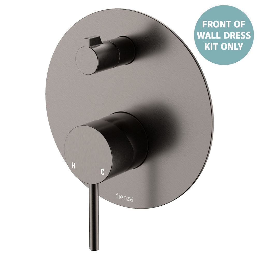 Fienza Kaya Wall Diverter Mixer Dress Kit Set Large Round Plate, Gun Metal
