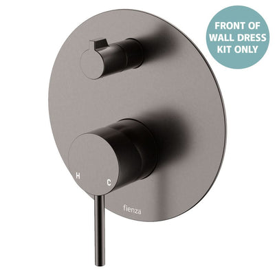 Fienza Kaya Wall Diverter Mixer Dress Kit Set Large Round Plate, Gun Metal