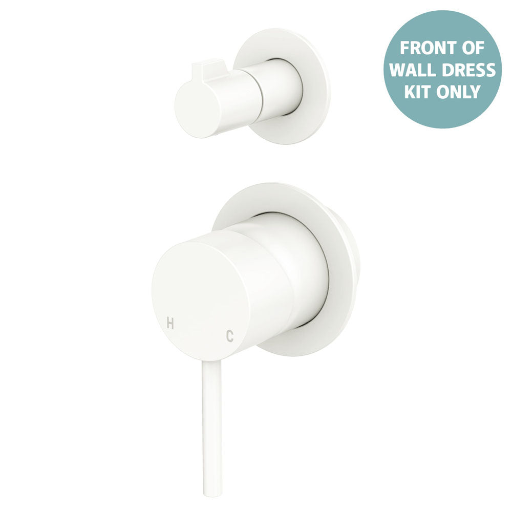Fienza Kaya Wall Diverter Mixer Small Round Plates, Matte White