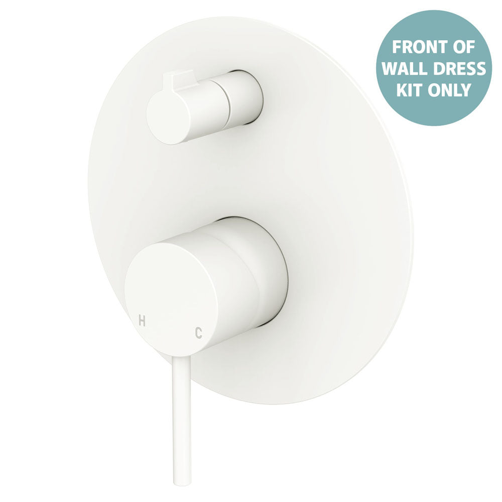 Fienza Kaya Wall Diverter Mixer Dress Kit Set Large Round Plate, Matte White
