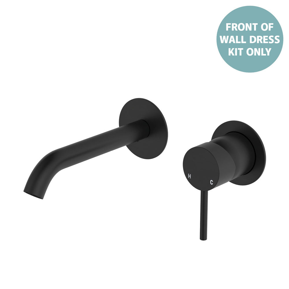 Fienza Kaya Basin/Bath Wall Mixer Dress Kit Set Round Plates 160mm Outlet, Matte Black