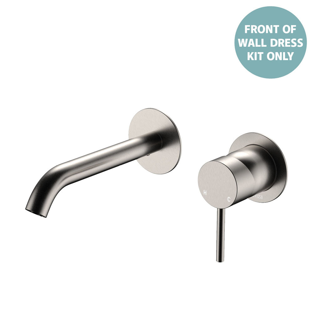 Fienza Kaya Basin/Bath Wall Mixer Dress Kit Set Round Plates 160mm Outlet, Brushed Nickel