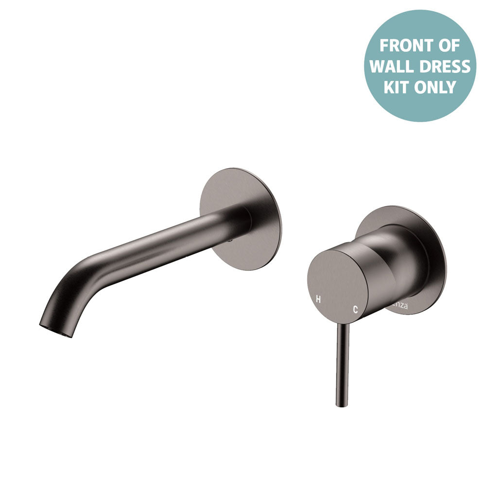 Fienza Kaya Basin/Bath Wall Mixer Dress Kit Set Round Plates 160mm Outlet, Gun Metal