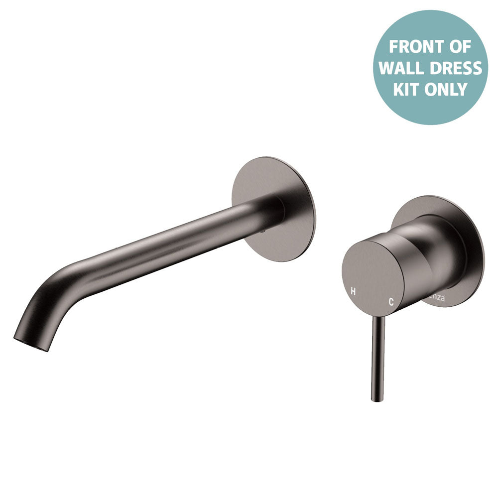 Fienza Kaya Basin/Bath Wall Mixer Dress Kit Set Round Plates 200mm Outlet, Gun Metal