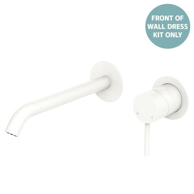 Fienza Kaya Basin/Bath Wall Mixer Dress Kit Set Round Plates 200mm Outlet, Matte White