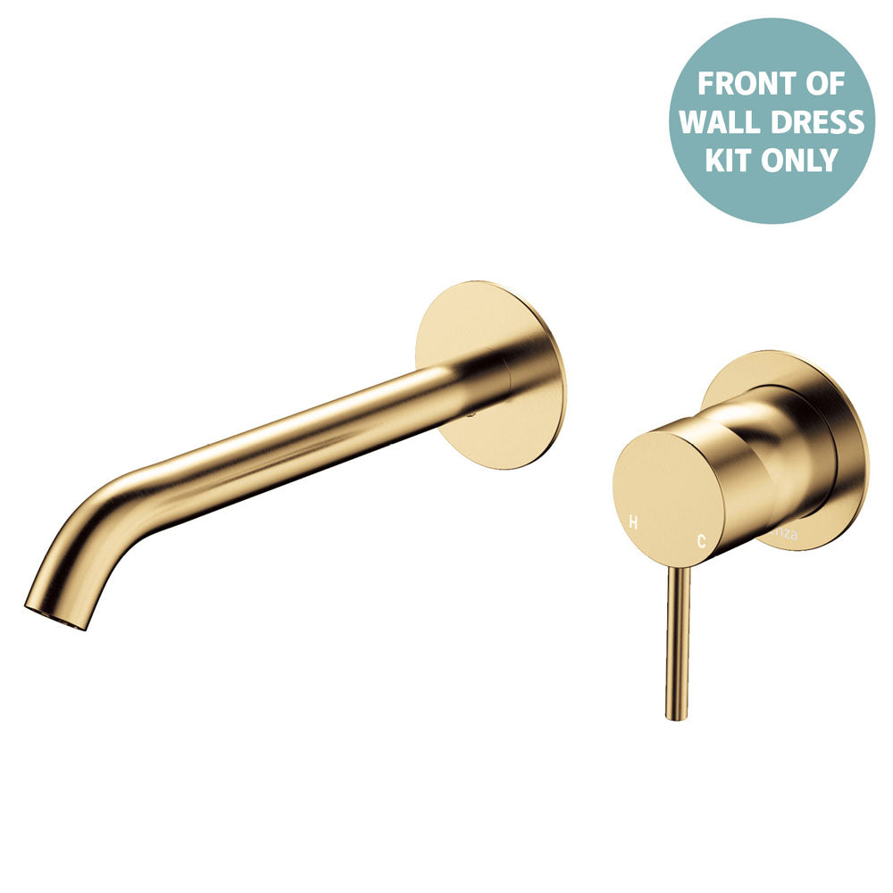 Fienza Kaya Basin/Bath Wall Mixer Dress Kit Set Round Plates 200mm Outlet, Urban Brass