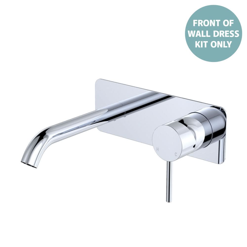 Fienza Kaya Basin/Bath Wall Mixer Dress Kit Set Rectangular Plate 160mm Outlet, Chrome