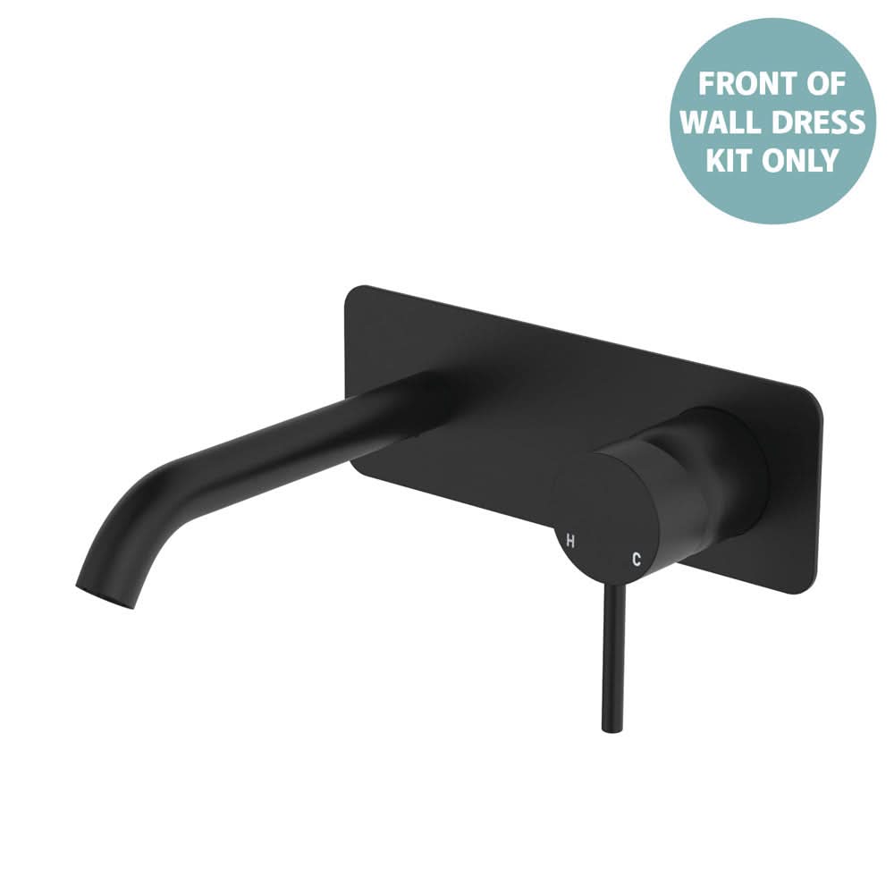 Fienza Kaya Basin/Bath Wall Mixer Dress Kit Set Rectangular Plate 160mm Outlet, Matte Black