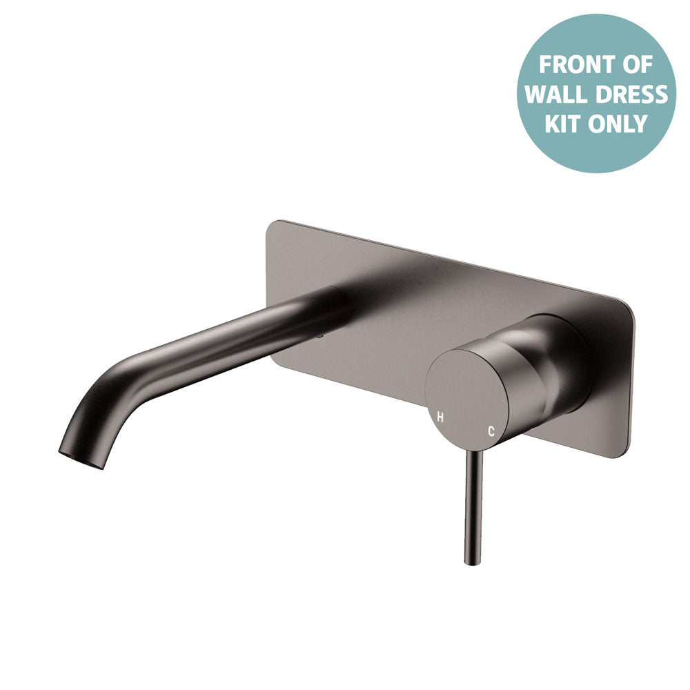 Fienza Kaya Basin/Bath Wall Mixer Dress Kit Set Rectangular Plate 160mm Outlet, Gun Metal