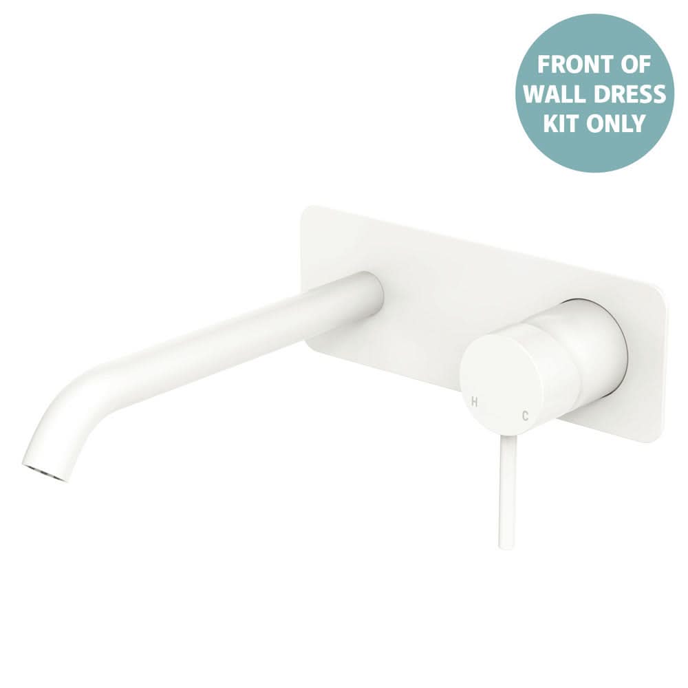 Fienza Kaya Basin/Bath Wall Mixer Dress Kit Set Rectangular Plate 200mm Outlet, Matte White