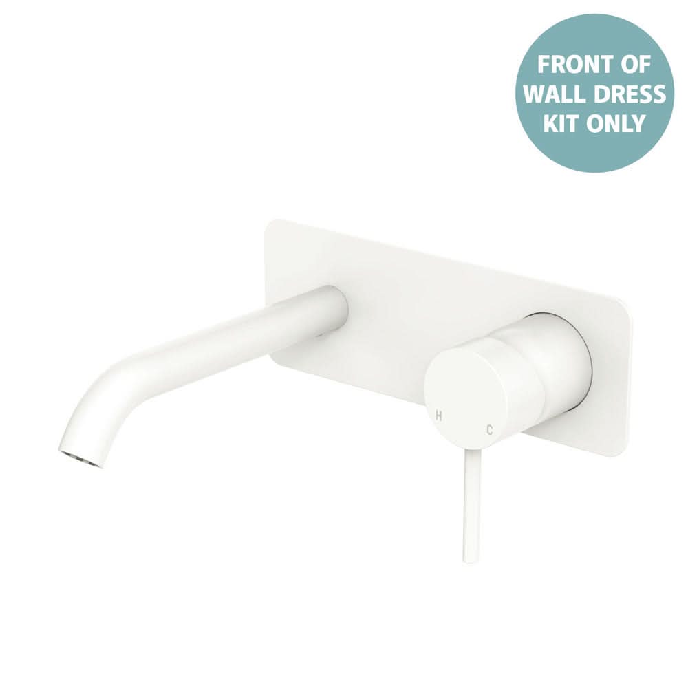 Fienza Kaya Basin/Bath Wall Mixer Dress Kit Set Rectangular Plate 160mm Outlet, Matte White