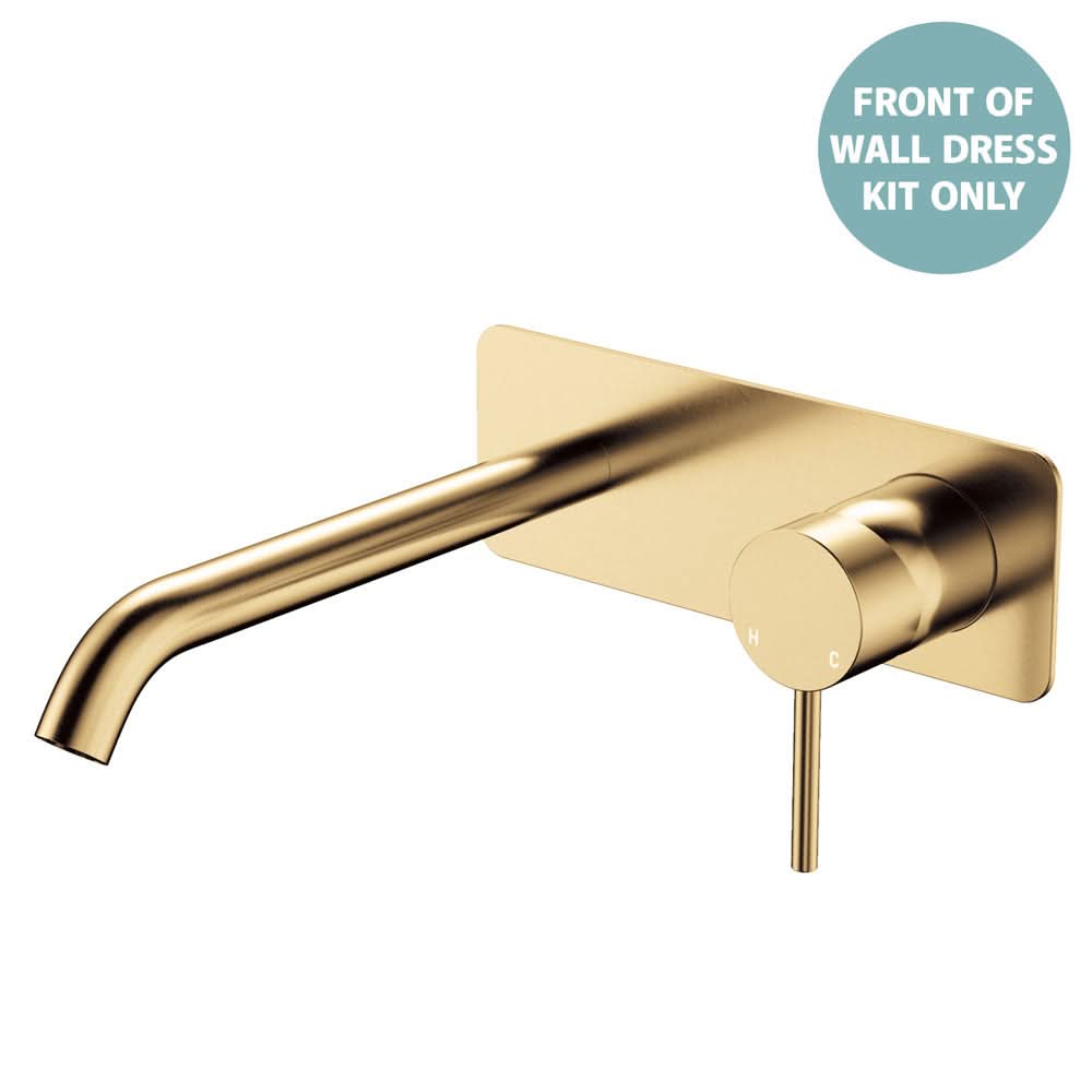 Fienza Kaya Basin/Bath Wall Mixer Dress Kit Set Rectangular Plate Soft Square Plate, Urban Brass