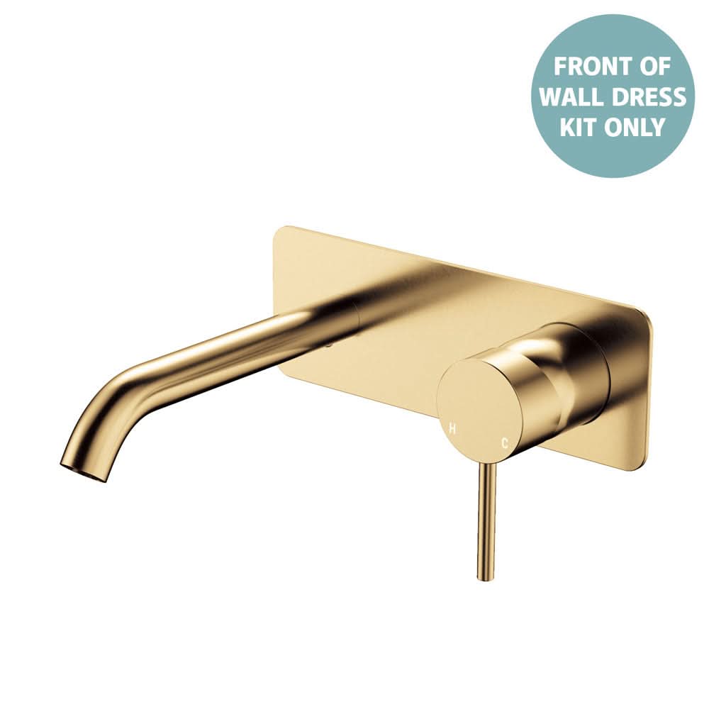 Fienza Kaya Basin/Bath Wall Mixer Dress Kit Set Rectangular Plate Soft Square Plate, Urban Brass