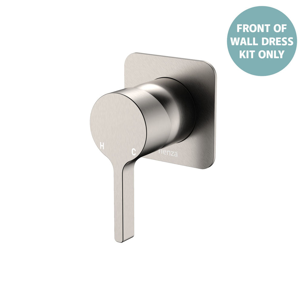 Fienza Sansa Wall Mixer Dress Kit Set Square Plate, Brushed Nickel