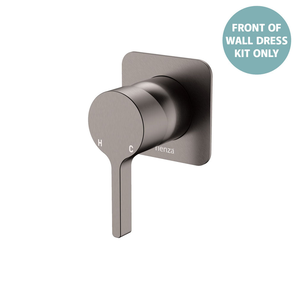 Fienza Sansa Wall Mixer Dress Kit Set Square Plate, Gun Metal