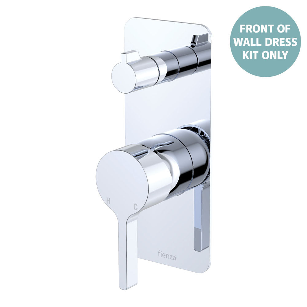 Fienza Sansa Wall Diverter Mixer Small Rectangular Plate, Chrome