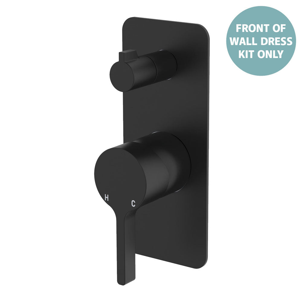 Fienza Sansa Wall Diverter Mixer Small Rectangular Plate, Matte Black
