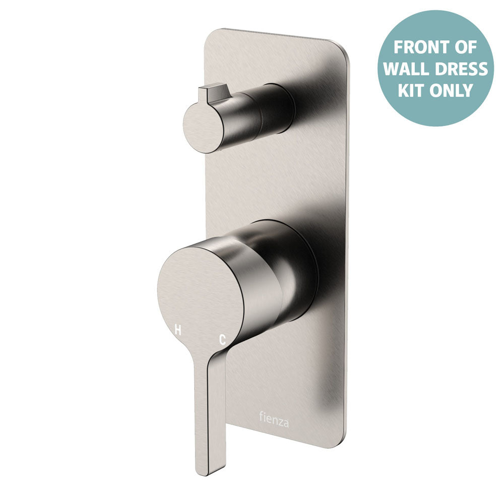 Fienza Sansa Wall Diverter Mixer Small Rectangular Plate, Brushed Nickel