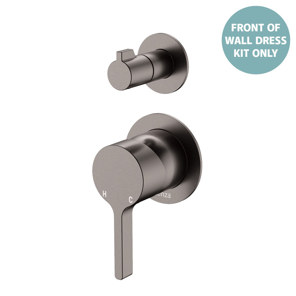 Fienza Sansa Wall Diverter Mixer Dress Kit Set Round Plates, Gun Metal