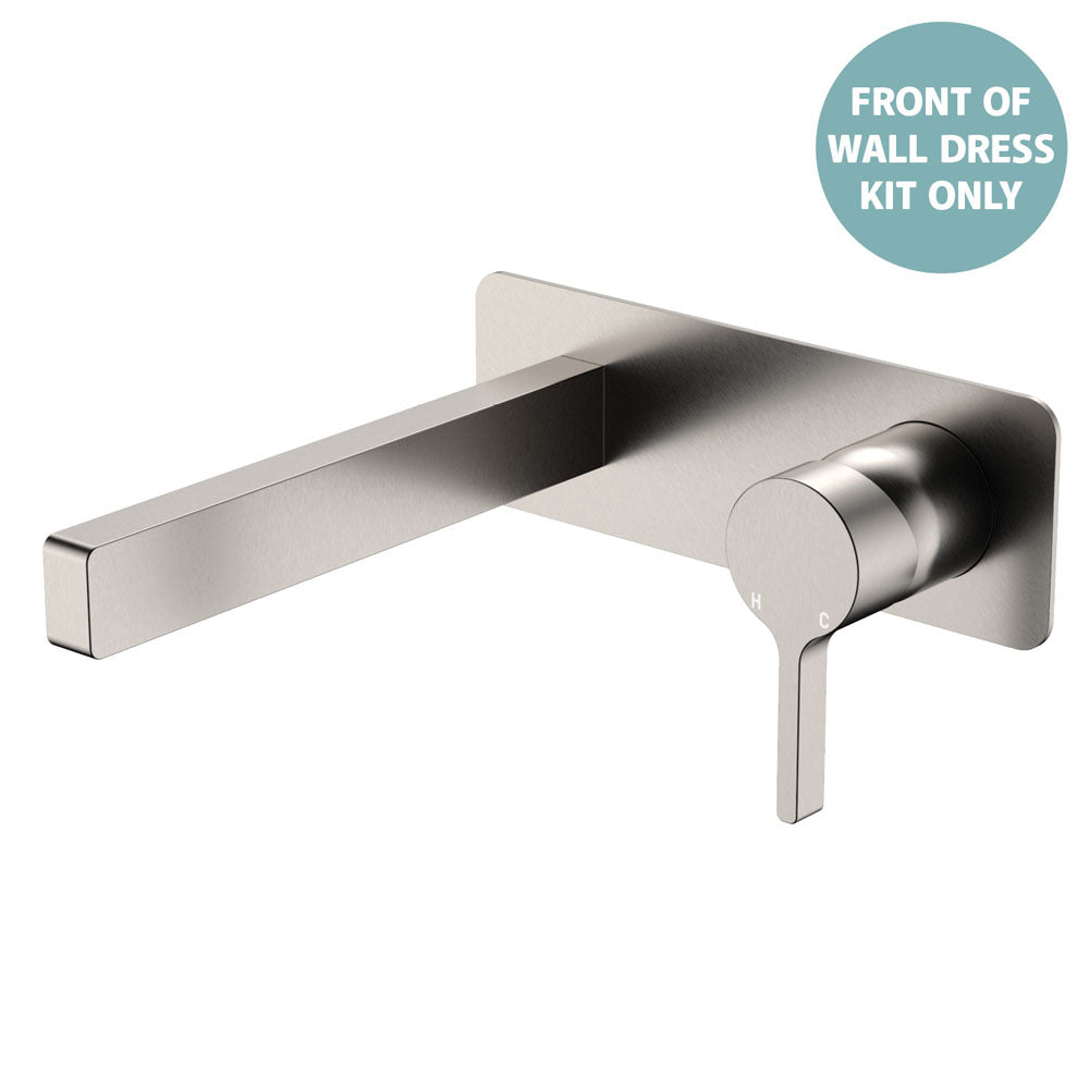 Fienza Sansa Wall Basin Mixer Dress Kit Set Rectangular Plte 180mm Outlet Sus30, Brushed Nickel