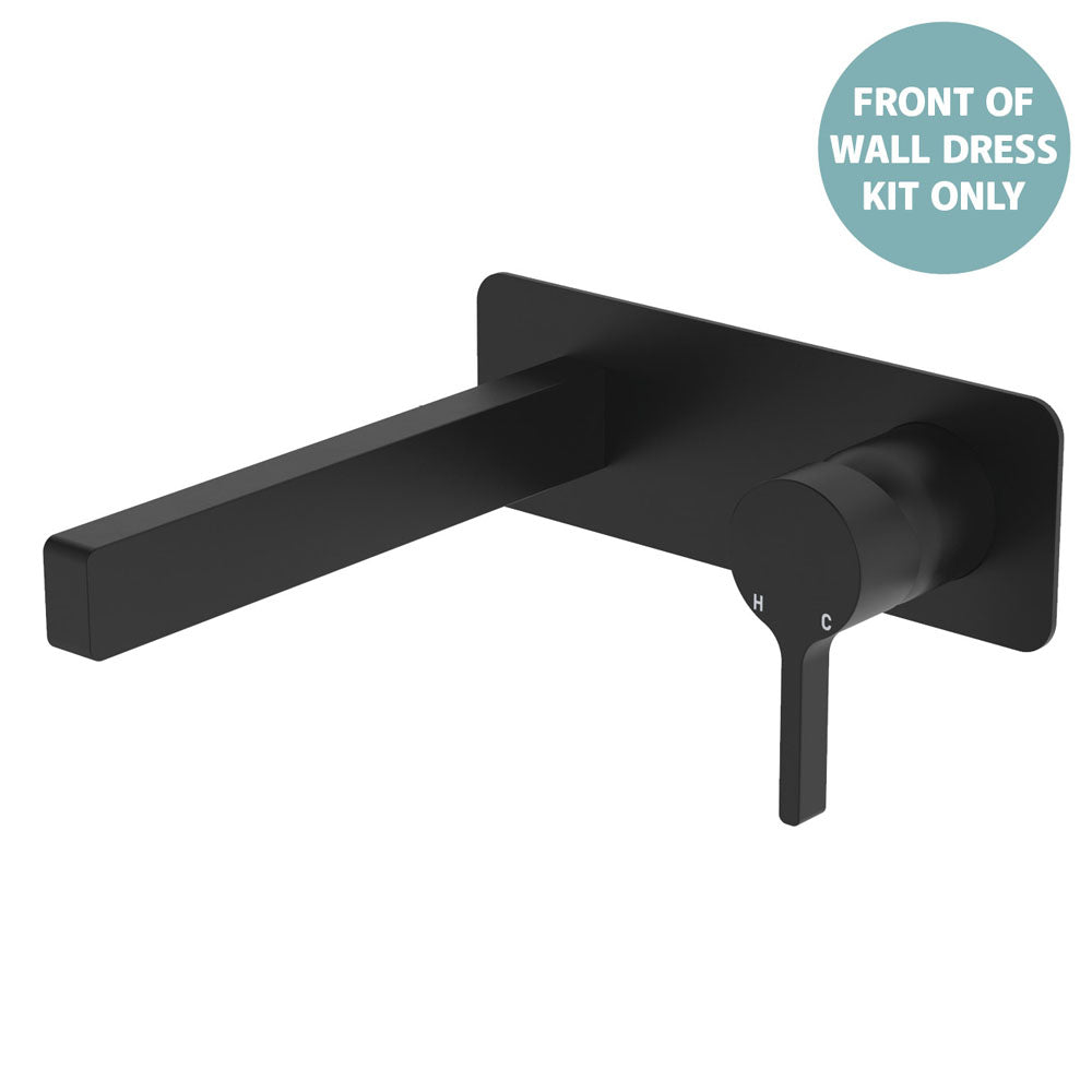 Fienza Sansa Basin Wall Mixer Set Dress Kit Soft Square Plate, Matte Black