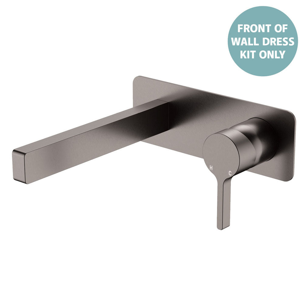 Fienza Sansa Wall Basin Mixer Dress Kit Set Rectangular Plte 180mm Outlet, Gun Metal