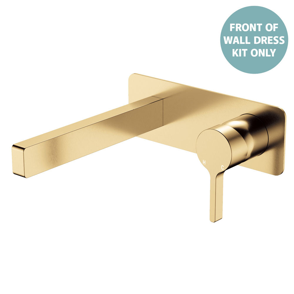 Fienza Sansa Wall Basin Mixer Dress Kit Set Rectangular Plte 180mm Outlet, Urban Brass