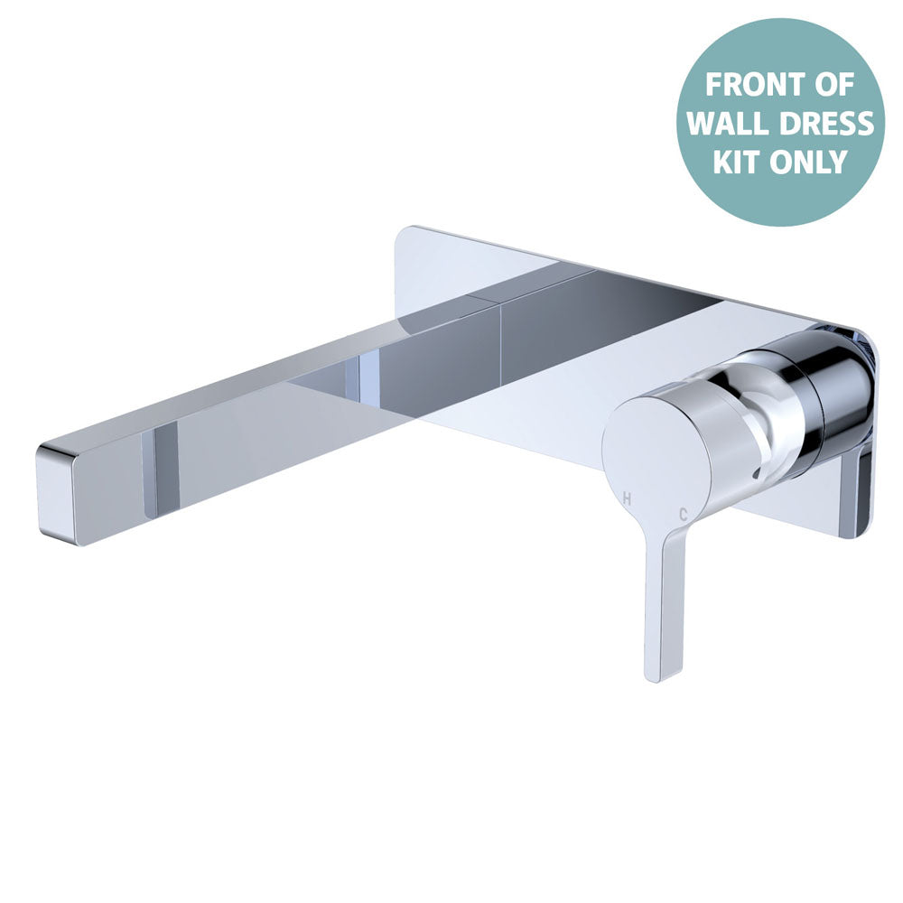 Fienza Sansa Basin Wall Mixer Set Dress Kit Soft Square Plate, Chrome