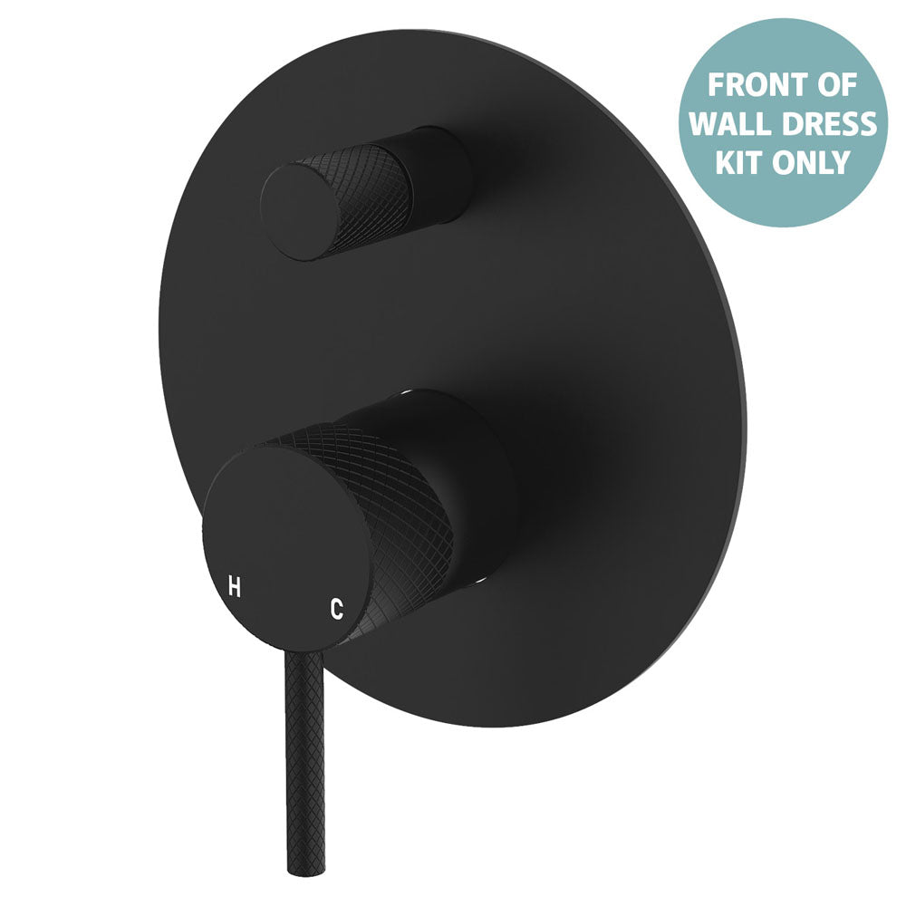 Fienza Axle Wall Diverter Mixer Dress Kit Set Large Round Plate, Matte Black