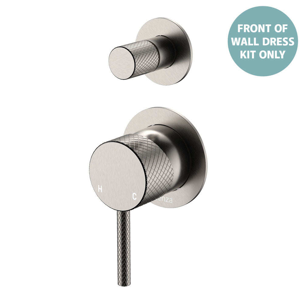 Fienza Axle Wall Diverter Mixer Small Round Plates, Brushed Nickel
