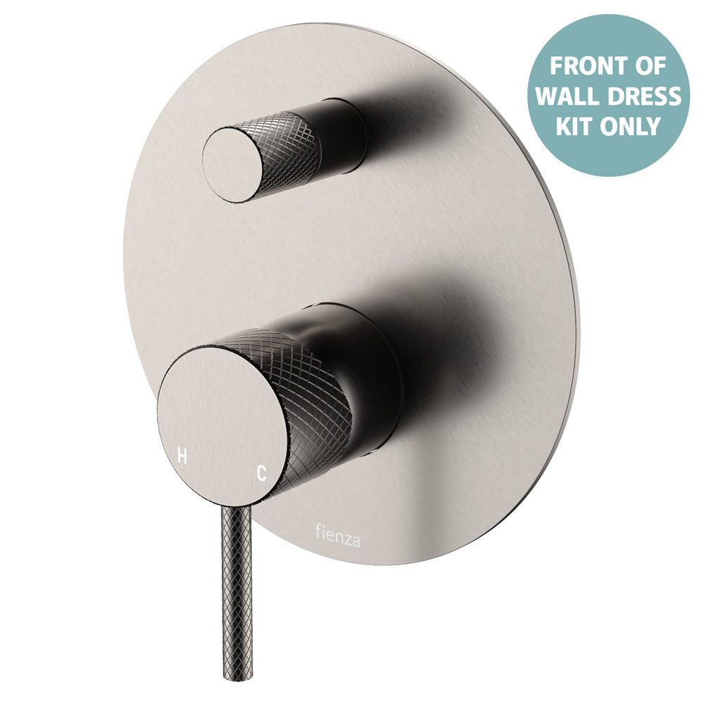 Fienza Axle Wall Diverter Mixer Dress Kit Set Large Round Plate, Brushed Nickel