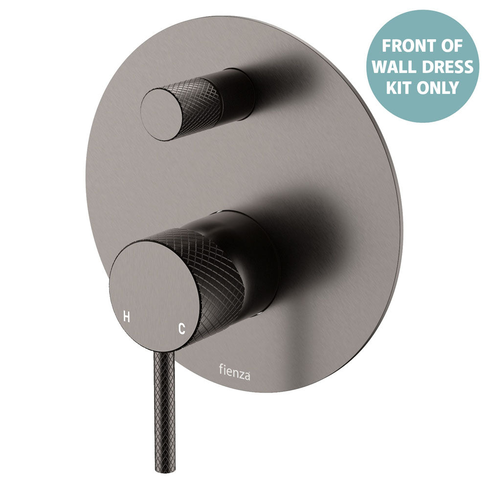 Fienza Axle Wall Diverter Mixer Dress Kit Set Large Round Plate, Gun Metal
