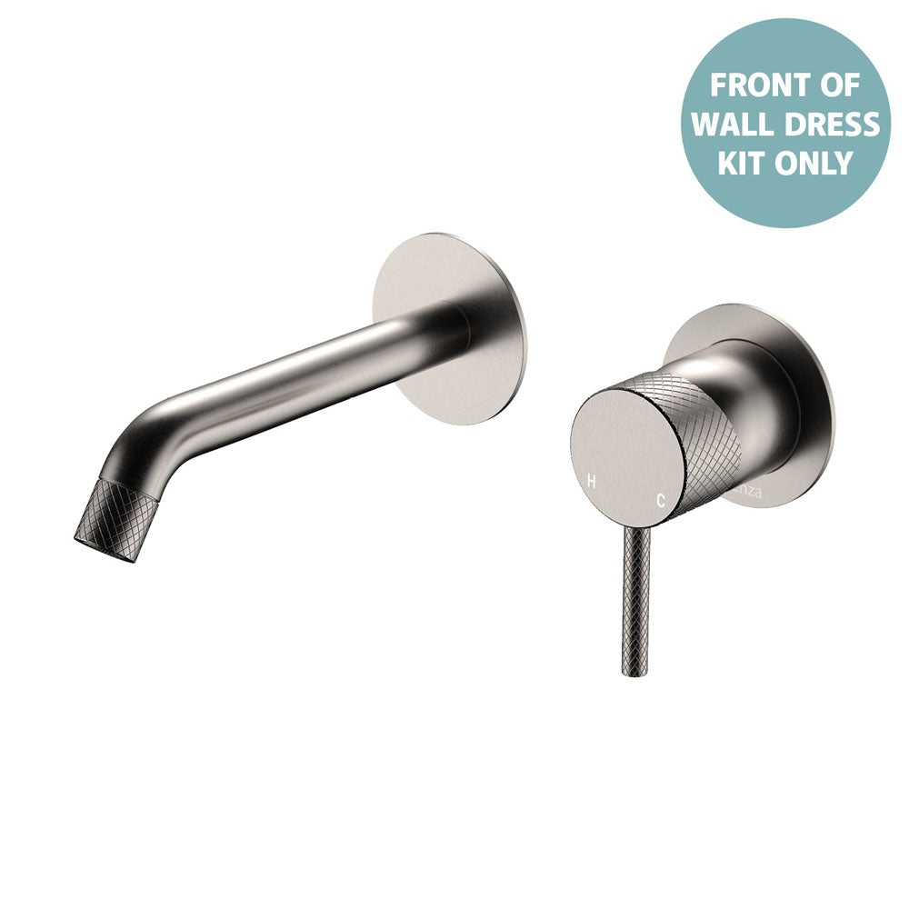 Fienza Axle Basin/Bath Wall Mixer Set Round Plates 160mm Outlet, Brushed Nickel