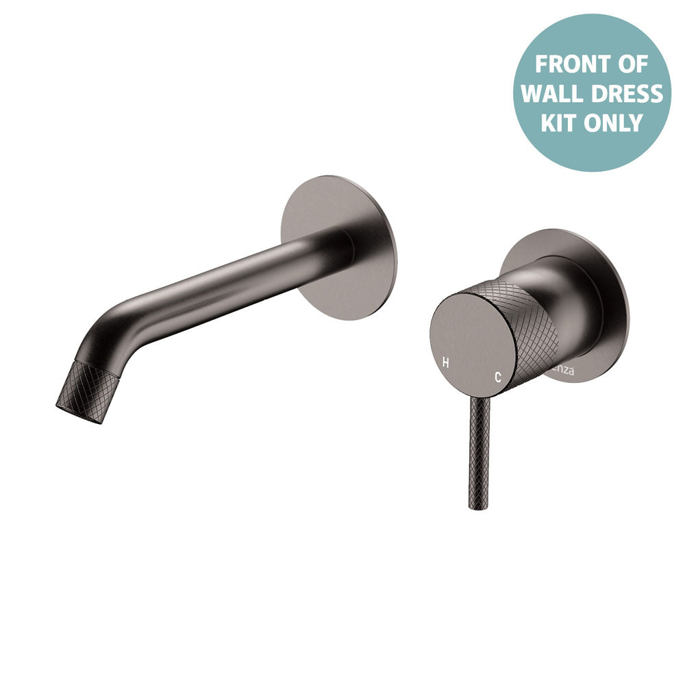 Fienza Axle Basin/Bath Wall Mixer Set Round Plates 160mm Outlet, Gun Metal