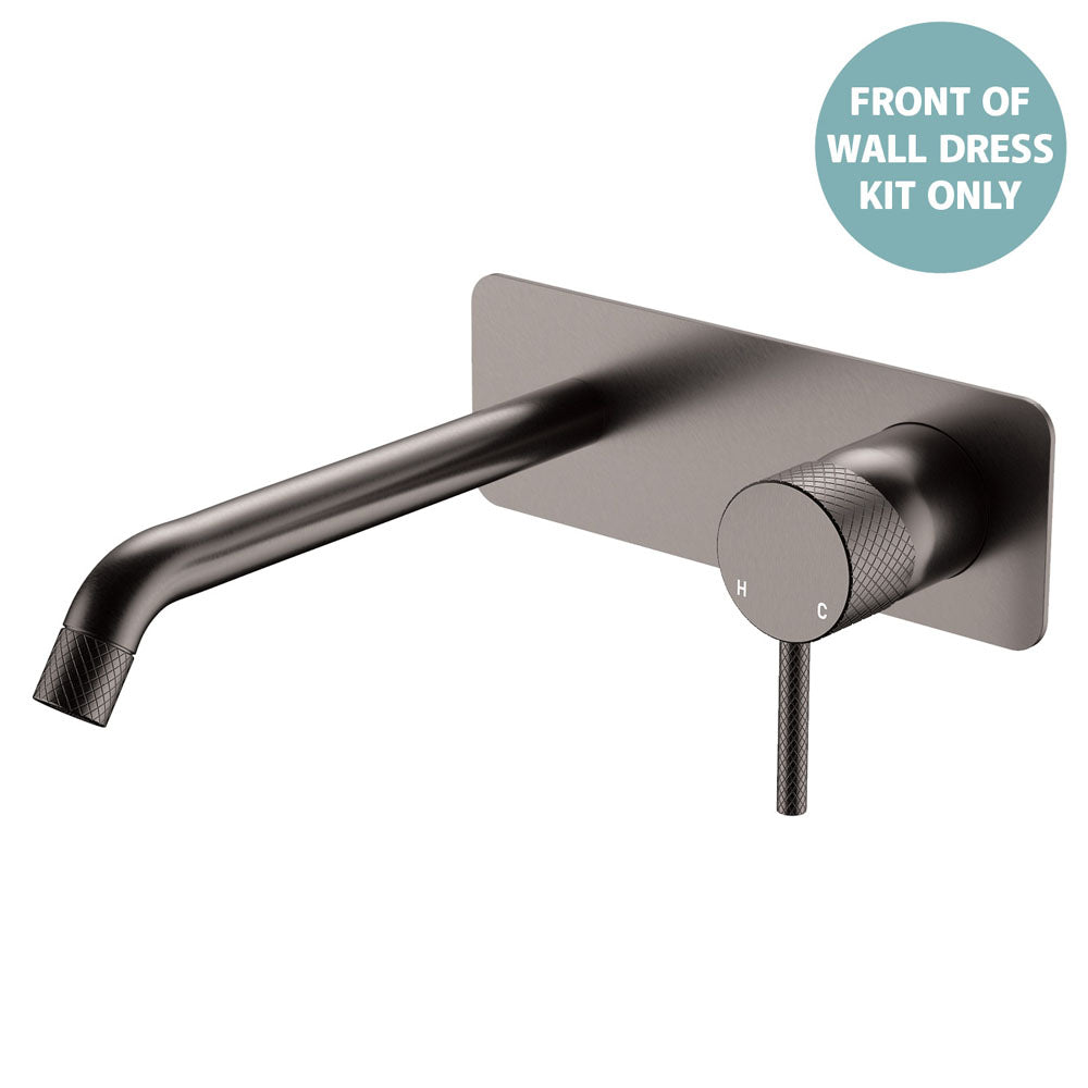 Fienza Axle Basin/Bath Wall Mixer Dress Kit 200mm Outlet Soft Square Plate, Gun Metal