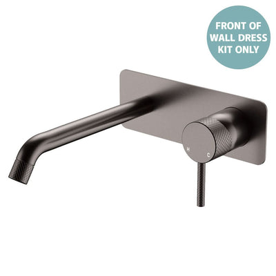 Fienza Axle Basin/Bath Wall Mixer Dress Kit 200mm Outlet Soft Square Plate, Gun Metal