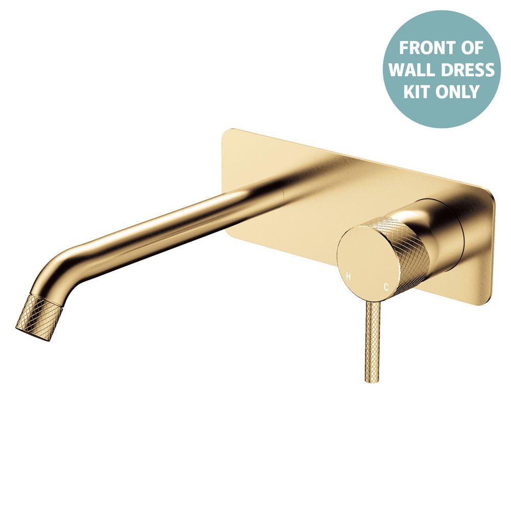 Fienza Axle Basin/Bath Wall Mixer Dress Kit 160mm Outlet Soft Square Plate, Urban Brass