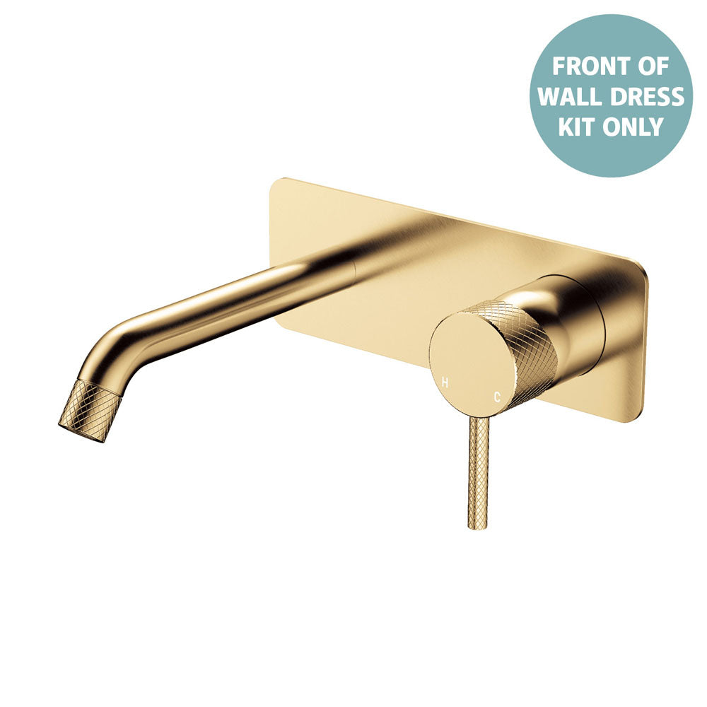 Fienza Axle Basin/Bath Wall Mixer Dress Kit 160mm Outlet Soft Square Plate, Urban Brass