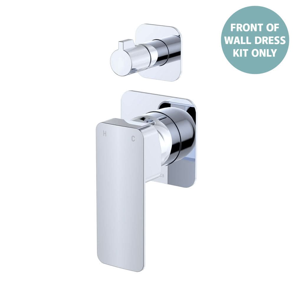 Fienza Tono Wall Diverter Mixer Dress Kit Small Square Plates, Chrome