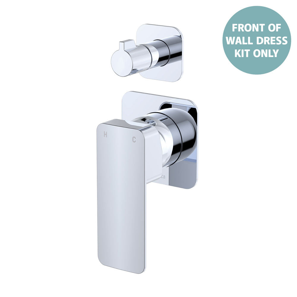 Fienza Tono Wall Diverter Mixer Small Square Plates, Chrome