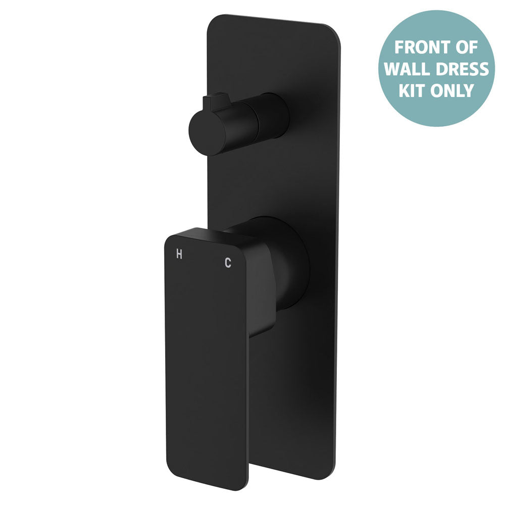 Fienza Tono Wall Diverter Mixer Dress Kit Large Rectangular Plate, Matte Black