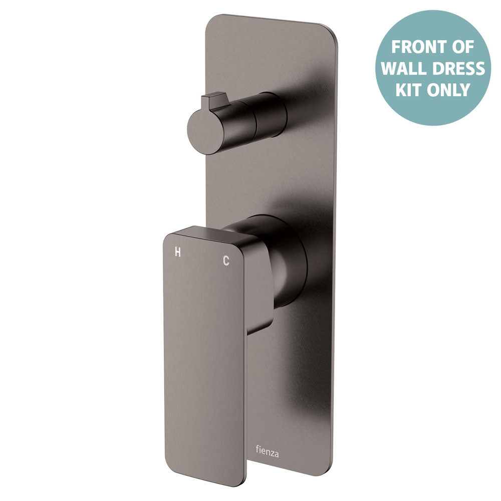 Fienza Tono Wall Diverter Mixer Dress Kit Large Rectangular Plate, Gun Metal